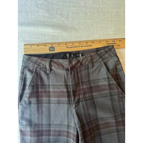 Volcom Frochickie Mid Rise Regular Fit Plaid Chino Pants Womens Size 24 - Picture 9 of 13